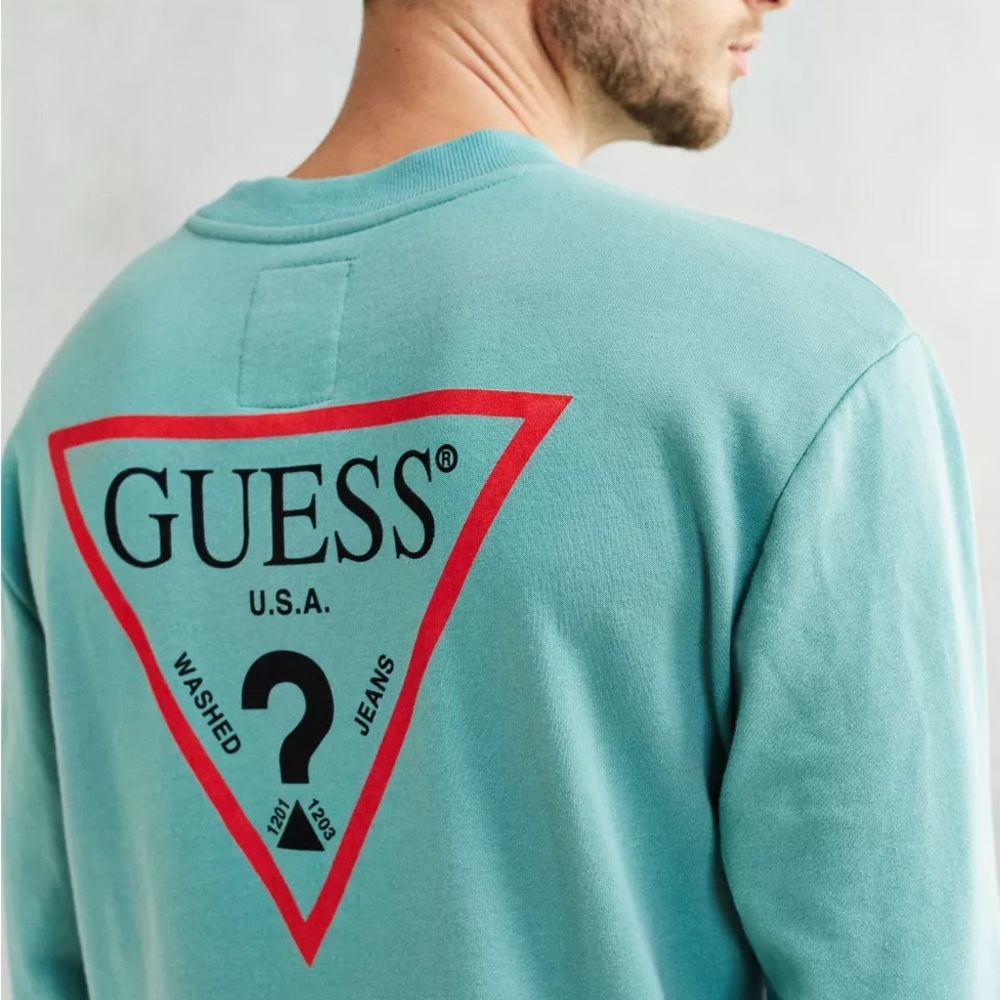 GUESS Sweatshirt Logo Green‎ Size Large Crewneck